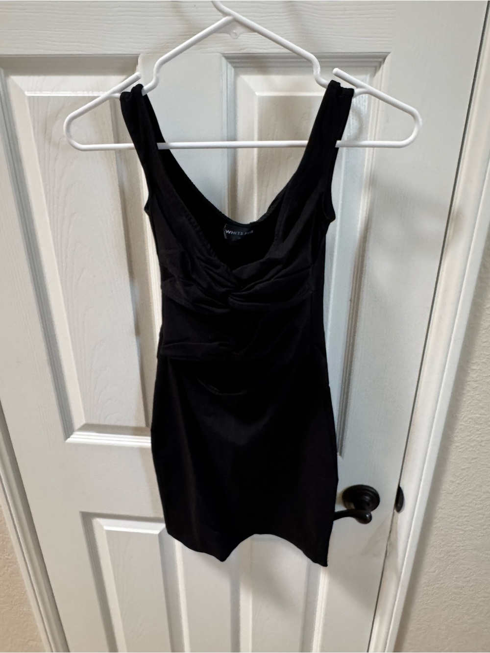 White Fox Boutique Black Twist-Front Mini Dress